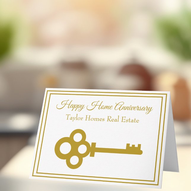 Cartão Real Estate Happy Home Anniversário Chic Dourado K (Criador carregado)