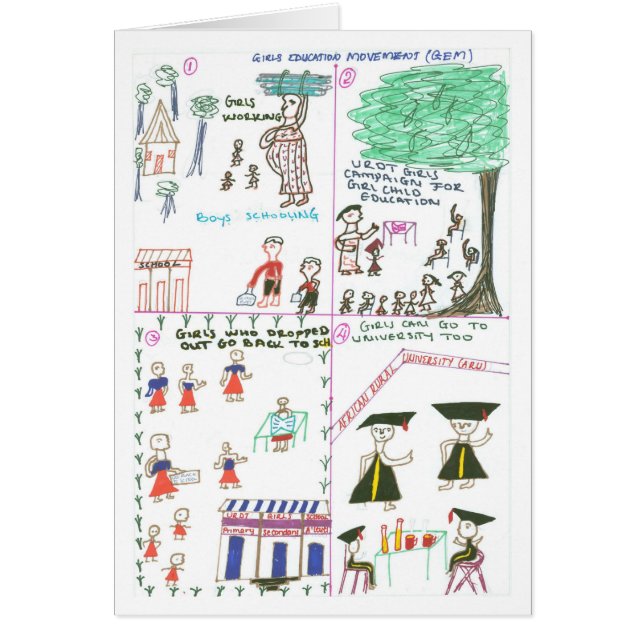 Cartão Rebecca explica o movimento da educação das (Frente)