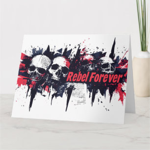 Cartão "Rebel Forever" - Design de Gráfico do Crânio Edga