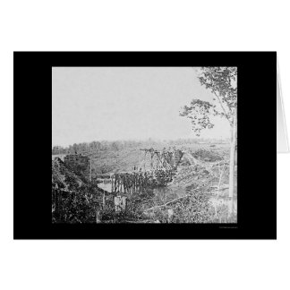 Cartão Rebuilding Railroad Bridge Over Cedar Run, VA 1863