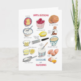 Cartão Receber cheesecake de aniversário vermelho e amare