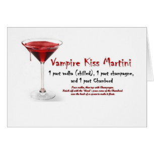 Cartão Receita da bebida de Martini do beijo do vampiro