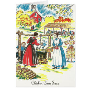 Cartão Receita da sopa do milho da galinha do Dutch de