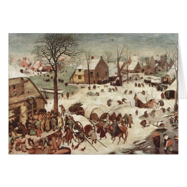 Cartão Recenseamento em Bethlehem por Pieter Bruegel (Frente horizontal)