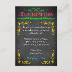 Cartão Receptor Neon Chalkboard Bat Mitzvah