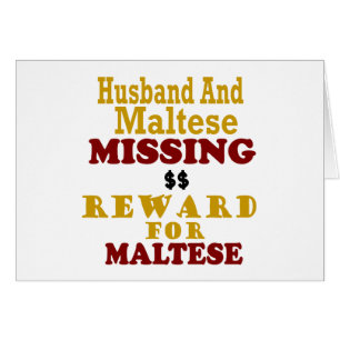 Cartão Recompensa faltante maltesa & do marido para