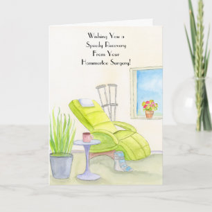 Cartão Recuperação de Cirurgia de Dedos em Garra Muletas 