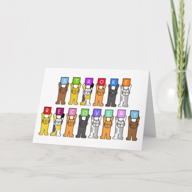 Cartão Recuperação de Traços Obtenha Bem Em Breve Gatos D (Frente)