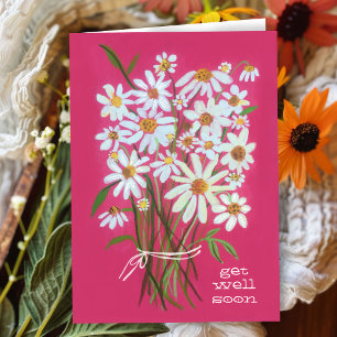Cartão RECUPERE-SE EM BREVE Daisy Bouquet Personalize!