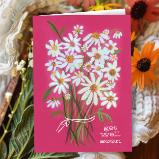 Cartão RECUPERE-SE EM BREVE Daisy Bouquet Personalize!
