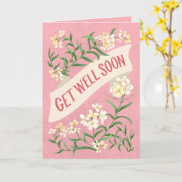 Cartão Recupere-se Logo Banner Floral Rosa Suave Pastel