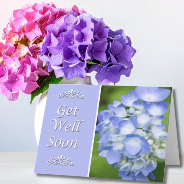 Cartão Recupere-se Logo Com Hydrangea Azul (Criador carregado)