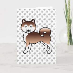 Cartão Red Alaskan Malamute Cute Cartoon Dog