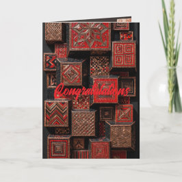 Cartão Red and Copper Geometric Mosaic - 3D Cubes