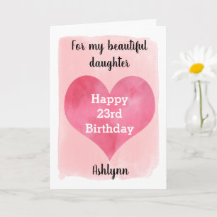 Cartão Red and Dourado Watercolor 23º Aniversário