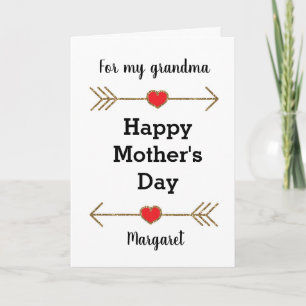 Cartão Red and Gold Happy Mother's Day Grandma