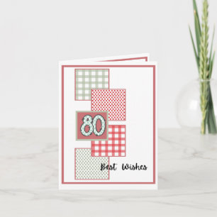 Cartão Red and Sage Dots and Gingham - Aniversário de 80