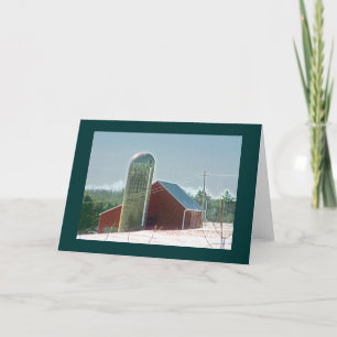 Cartão Red Barn & Silo in Snow
