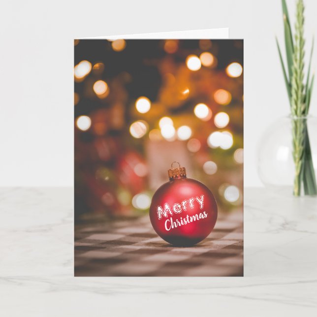 Cartão Red Bauble, Saudação de Natal (Frente)