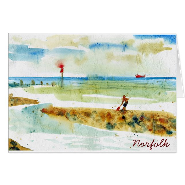 Cartão Red Boat em Mundesley, Norfolk (Frente Horizontal)