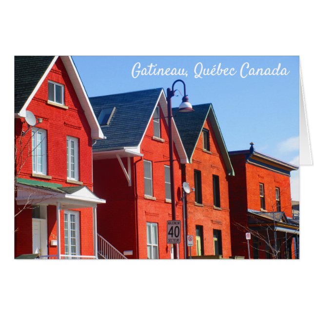 Cartão Red Brick Building Street Lamp Gatineau Canadá (Frente Horizontal)