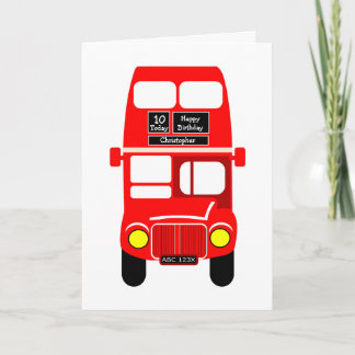 Cartão Red Bus Design Birthday