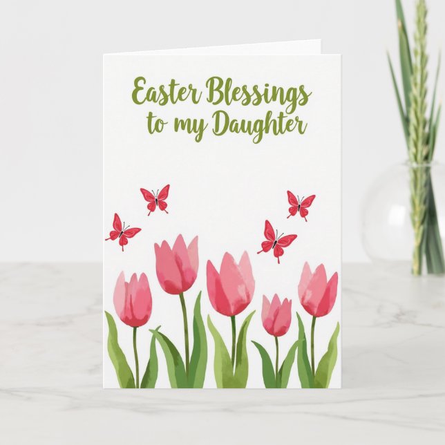 Cartão Red Butterfly Easter Blessings Card (Frente)