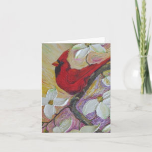 Cartão Red Cardinal & White Dogwood Note Card