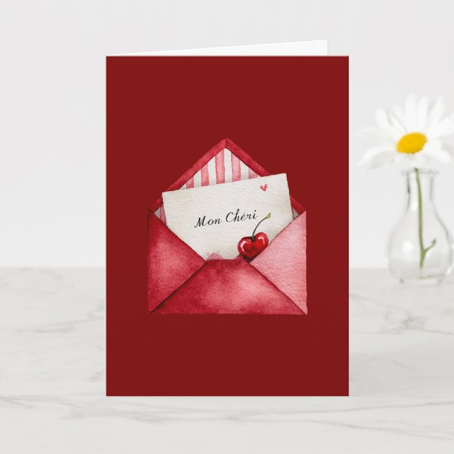 Cartão Red Cherry Heart Envelope Valentine's Day (Planta pequena)