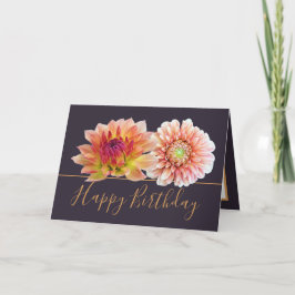 Cartão Red Dahlias Bonito Floral Buquê Birthday