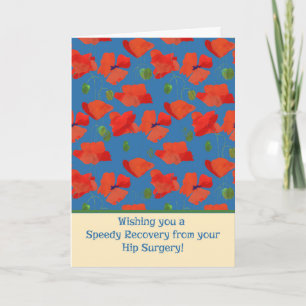 Cartão Red Field Poppies Get Well Hip Surgery Card