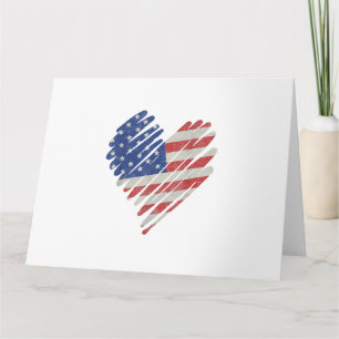 Cartão Red Flag Heart Red White Cute 4 de julho