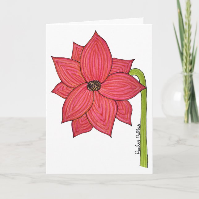 Cartão Red Flower with white background blank (Frente)