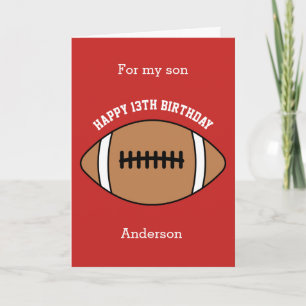 Cartão Red Football 13 Birthday