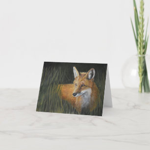 Cartão Red Fox in Grass Willife Art Note Card