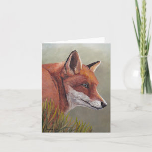 Cartão Red Fox in the Grass Animal art Note Card