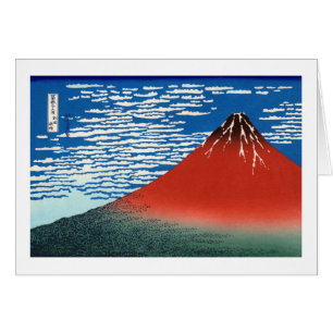 Cartão Red Fuji Hokusai Japonês Belas Arte