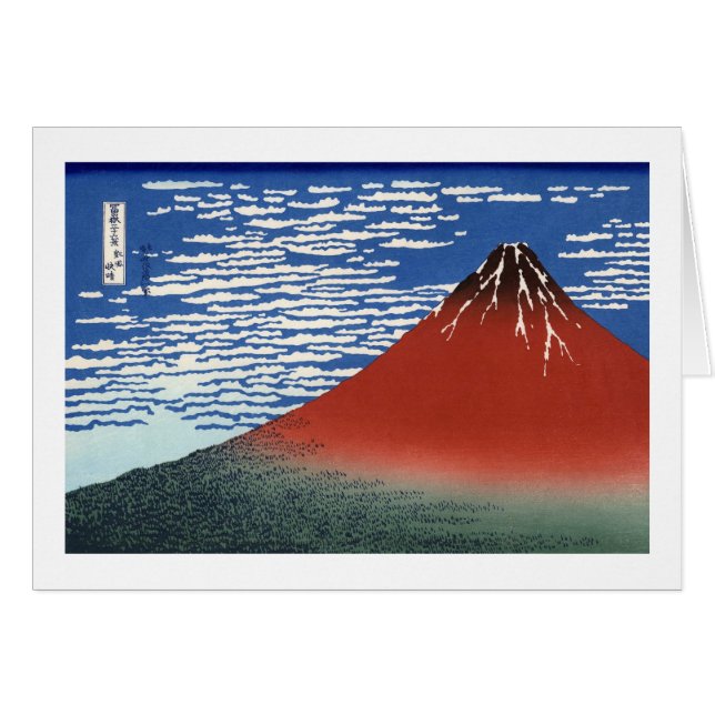 Cartão Red Fuji Hokusai Japonês Belas Arte (Frente horizontal)
