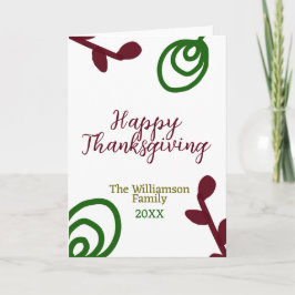 Cartão Red green happy Thanksgiving floral leaf fall