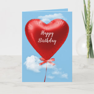Cartão Red Heart Balloon for birthday