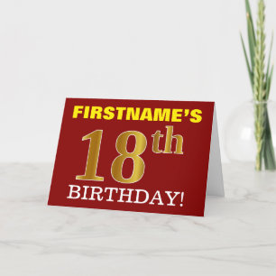 Cartão Red, Imitation Gold "18th BIRTHDAY" Birthday Card