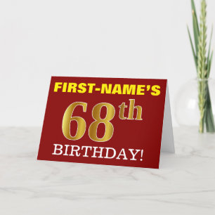 Cartão Red, Imitation Gold "68th BIRTHDAY" Birthday Card