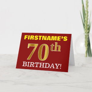 Cartão Red, Imitation Gold "70th BIRTHDAY" Birthday Card