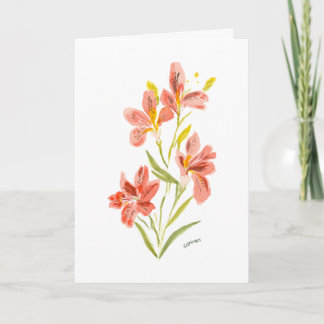 Cartão Red Lily Watercolor Floral Greeting Card