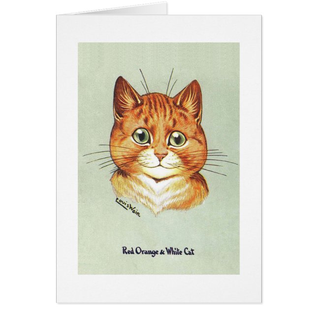 Cartão Red Orange & White Cat, Louis Wain (Frente)