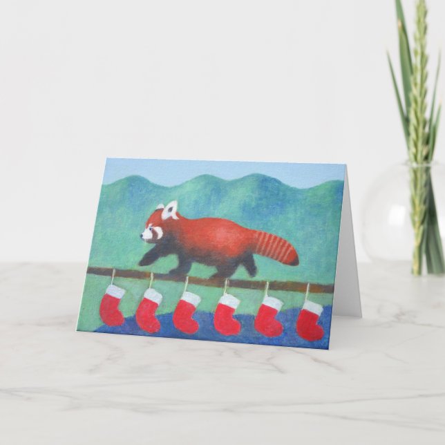 Cartão Red Panda Christmas (Frente)