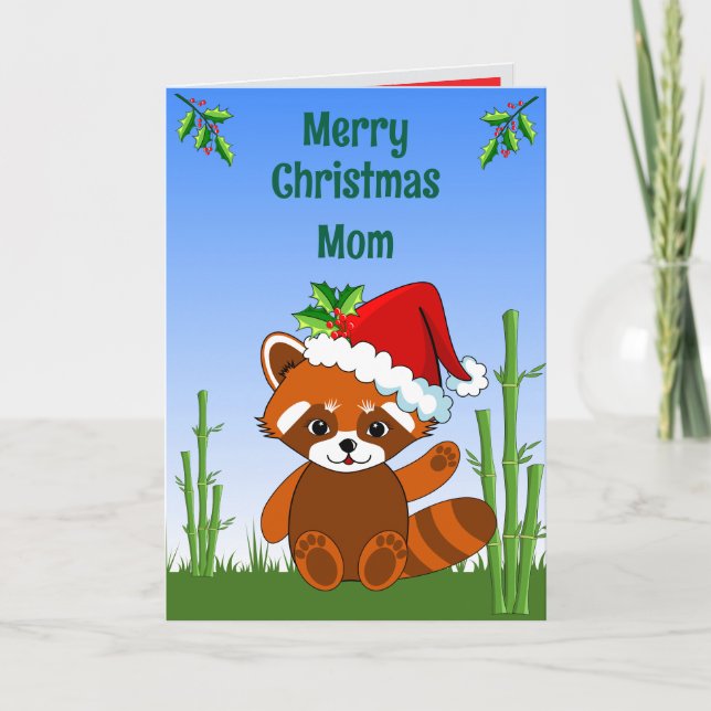 Cartão Red Panda Christmas Folded Greeting Card (Frente)