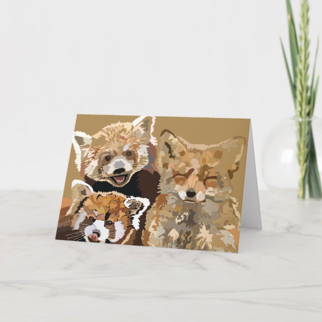 Cartão Red Panda e Red Fox, amigos para sempre (Frente)