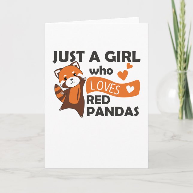 Cartão Red Pandas Girl ama Red Panda Kawaii Cuecas (Frente)