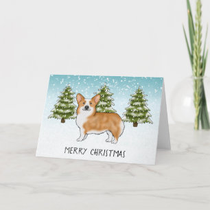 Cartão Red Pembroke Welsh Corgi Winter Felry Christmas